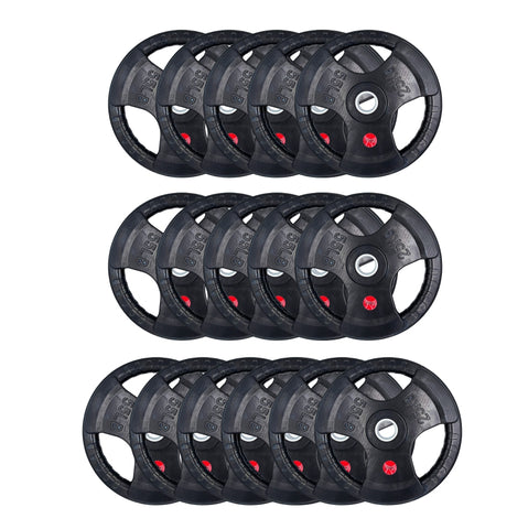 200kg / 400kg  Heavy Rubber Tri-grip Weight Plate Package - 25kg Plates