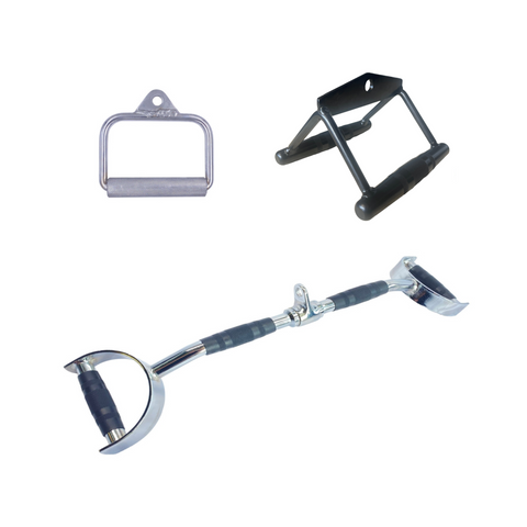 Cable Attachment Pack B - Stirrup, Triangle, Rubber Lat Pulldown D-Handle